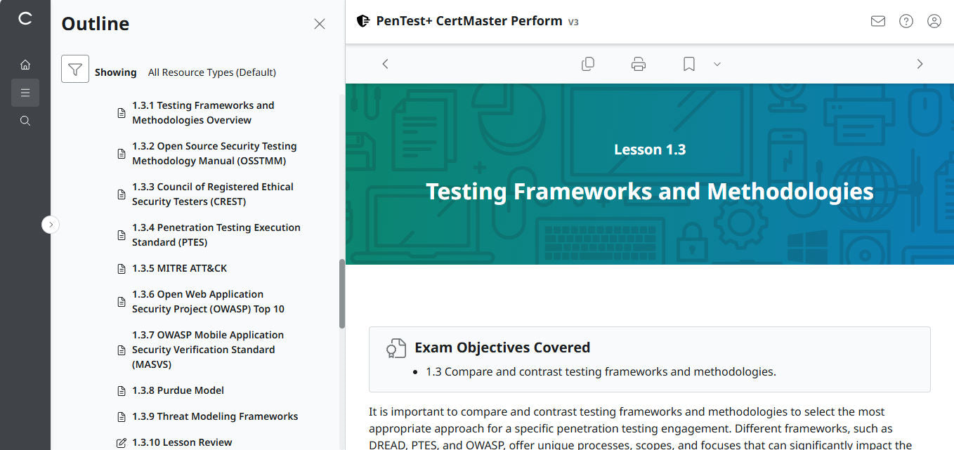 CompTIA PenTest+ CertMaster Perform  PT0-003 (V3) (12 Month Access )